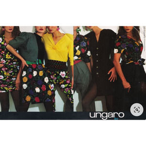 Ungaro Ter Paris Vintage 80s Tulip Print Pencil Skirt 42 EU 6- 8 US